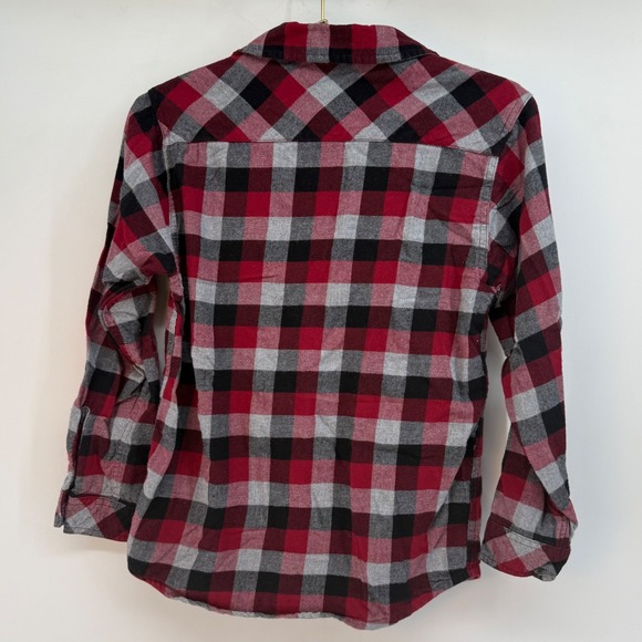 Carhartt Flannel Shirt Red Black Gray Plaid Long Sleeve Button Up Kids M 10/12 - Picture 3 of 7
